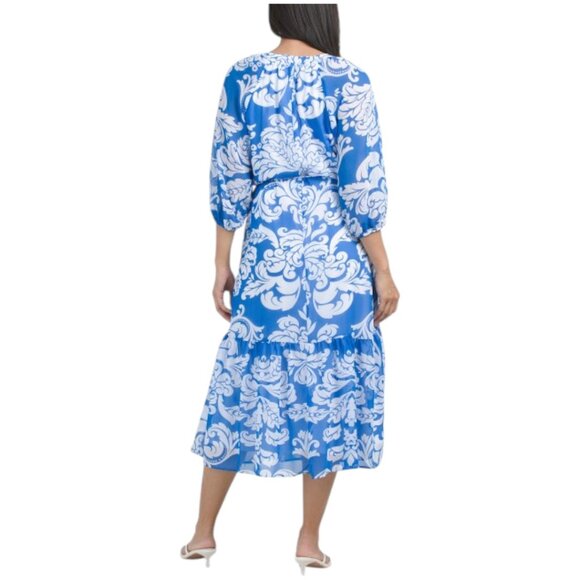 JULIA JORDAN Long Sleeve V-neck Printed Maxi Dress - Picture 3 of 3